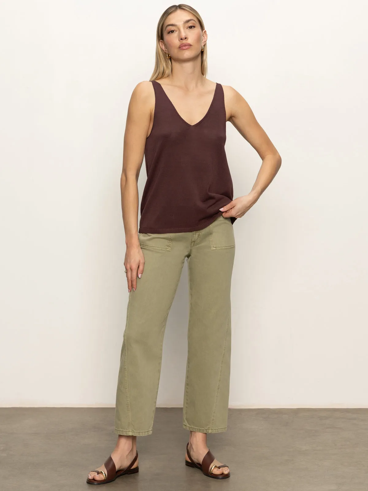 V-Neck Knitwear Tank Mesa Soft Texture
