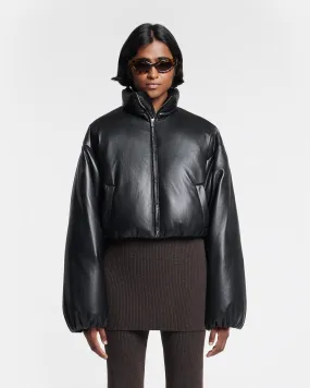 Active Performance water park Lilima - Cropped Okobor? Alt-Leather Puffer Jacket - Black