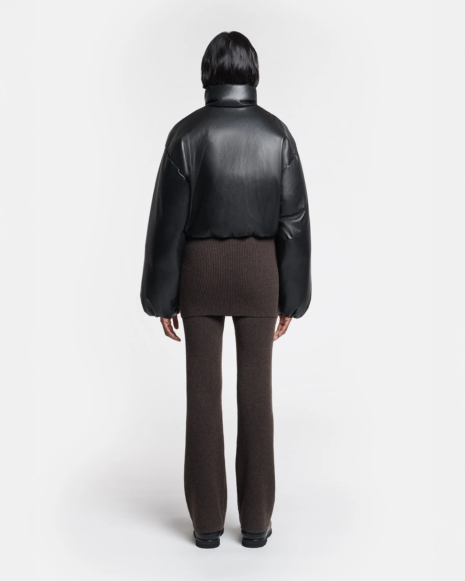 HighVisibility Trim Lilima - Cropped Okobor? Alt-Leather Puffer Jacket - Black