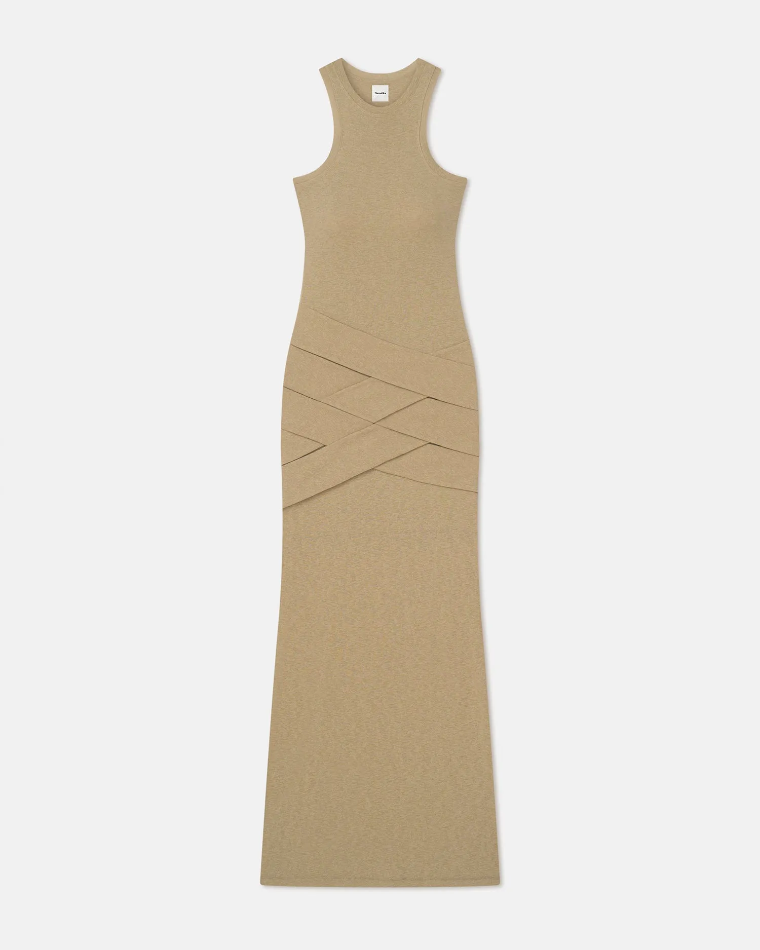 EasyCareFabric Arisa - Draped Mesh Jersey Maxi Dress - Sand