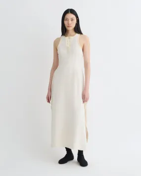 Thoosa - Draped Crepe Melange Midi Dress - Creme Overlock Edging Relaxed Design