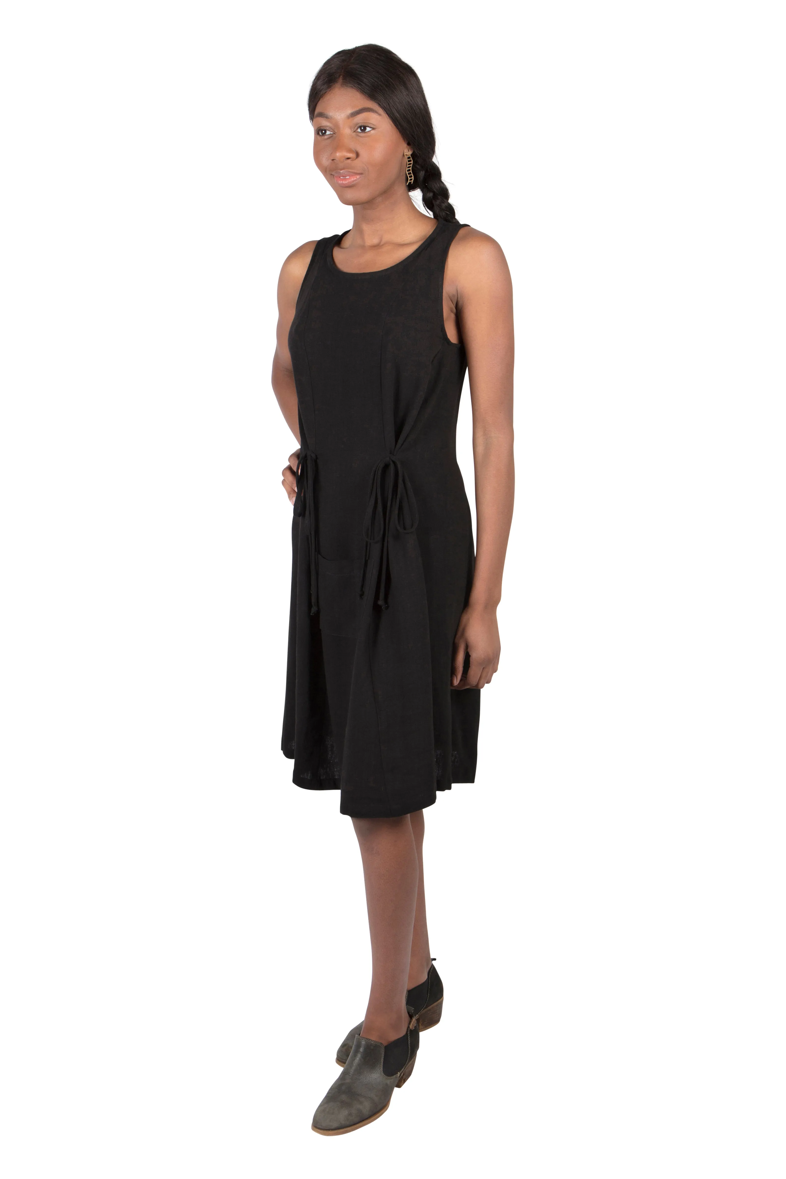 Flexible Mood Tia Dress in Black Linen