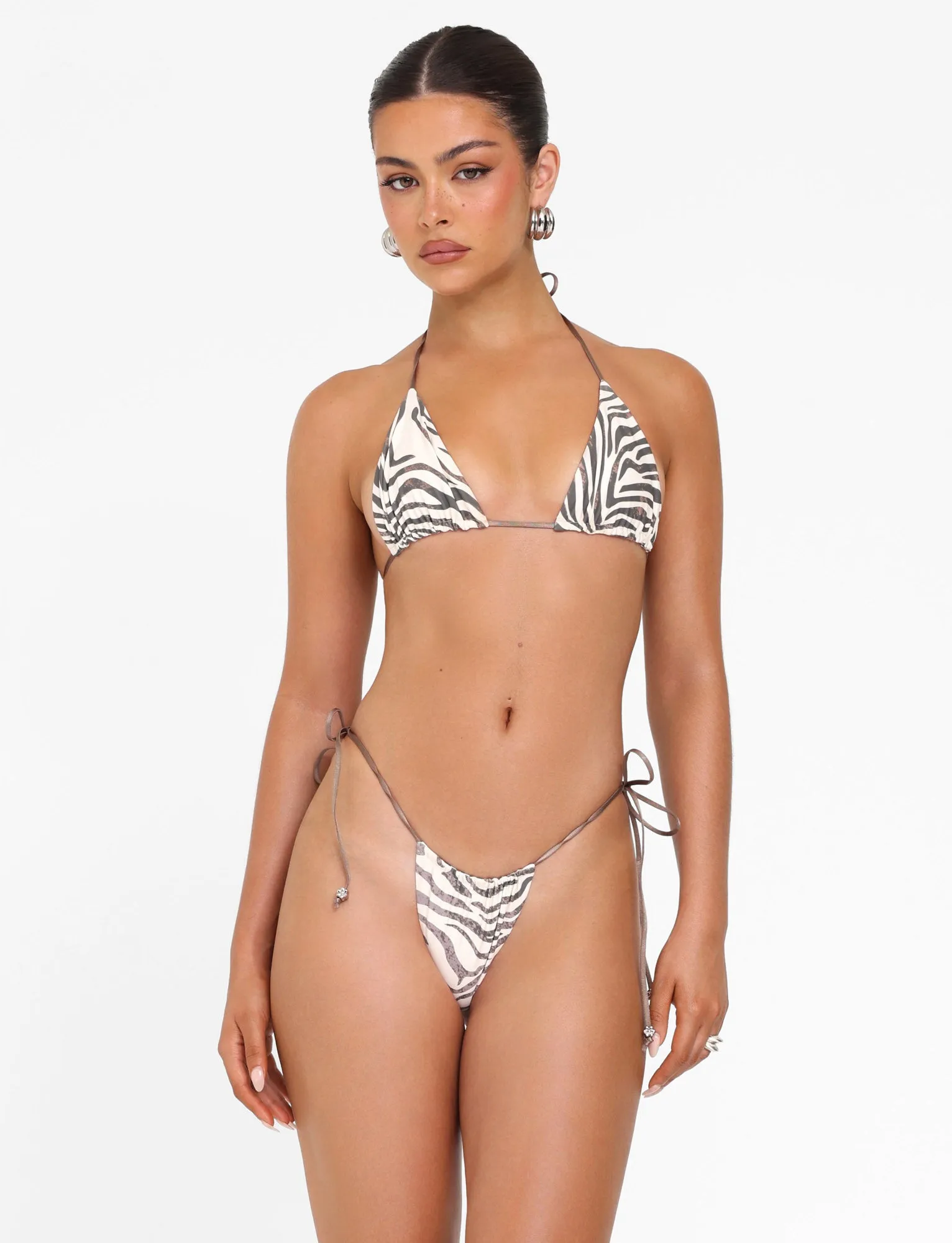 ruffles holiday AVE BIKINI BOTTOM - NEUTRAL : ZEBRA