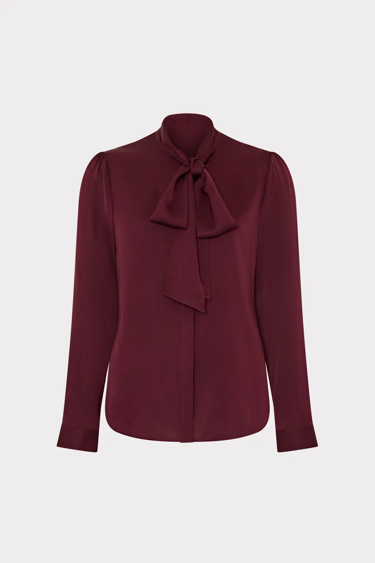 Tie Neck Silk Blouse High Collar Protection Design