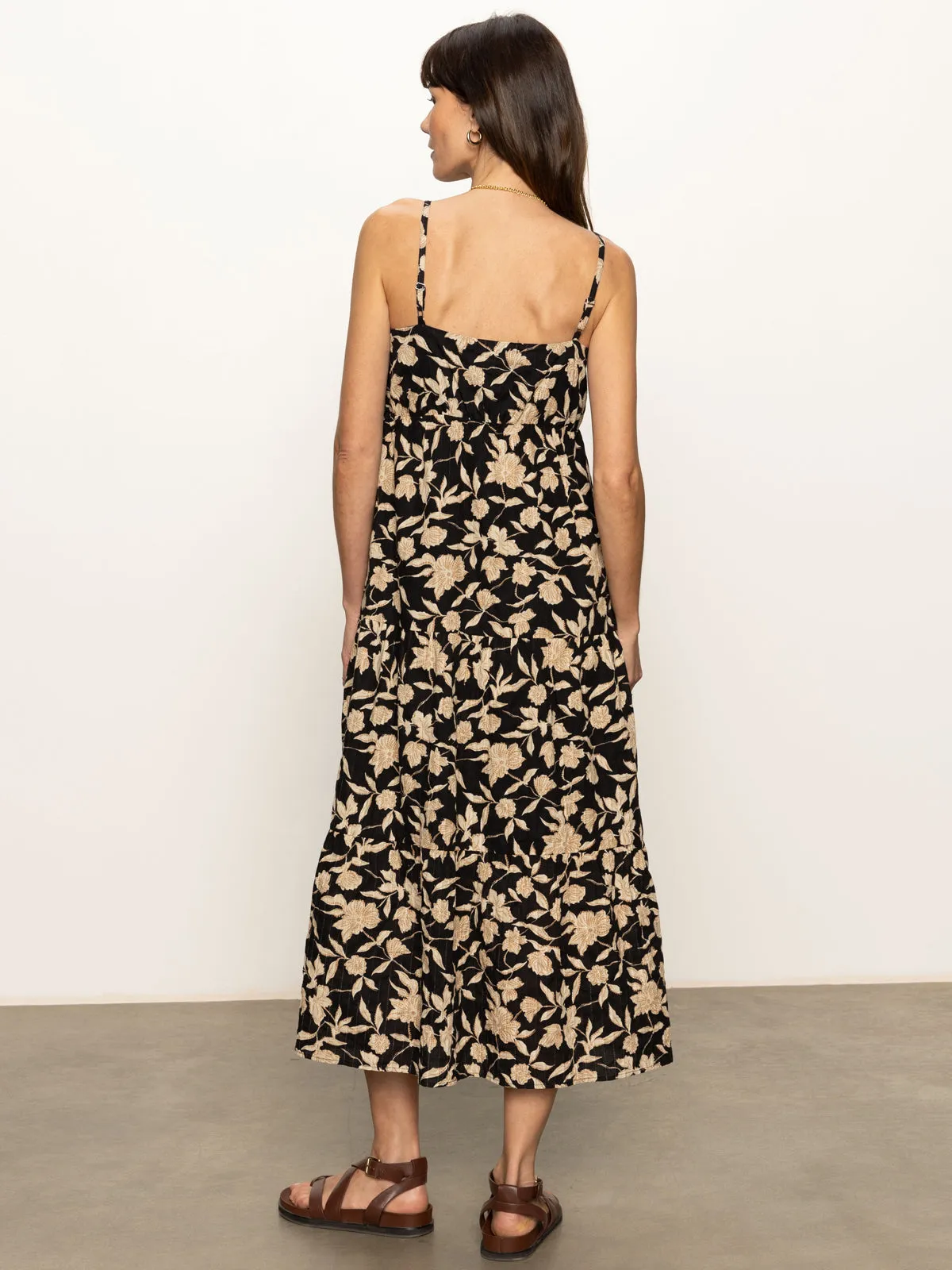 Quick Release Buckles Deep V Tiered Picot Dress Bandana Print