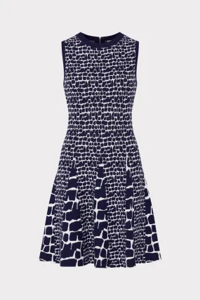 All-Season Wear EasyCareMaterial Tile Wave Jacquard Knit Mini Dress