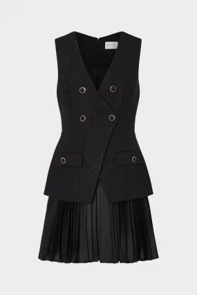 NonRestrictive Fit Sustainable Manufacturing Process Boucle Mixed Media Mini Dress