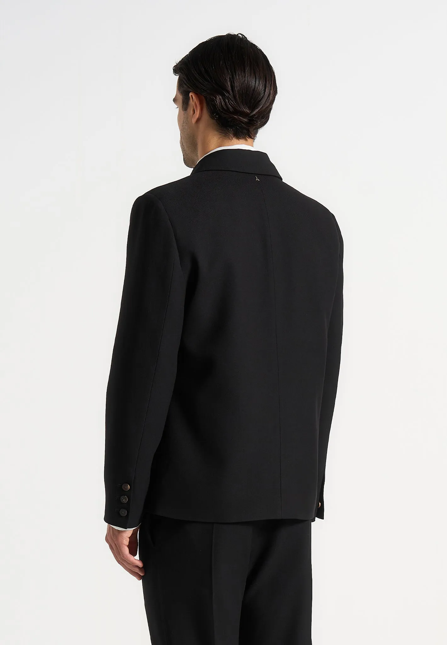 Alec - Double Breasted Suit jacket With Contrast Lapel - Black Polished Look Sleek Tailored Look