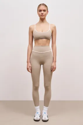 Breathable Material Base Contrast Trim Leggings - Taupe/Tofu