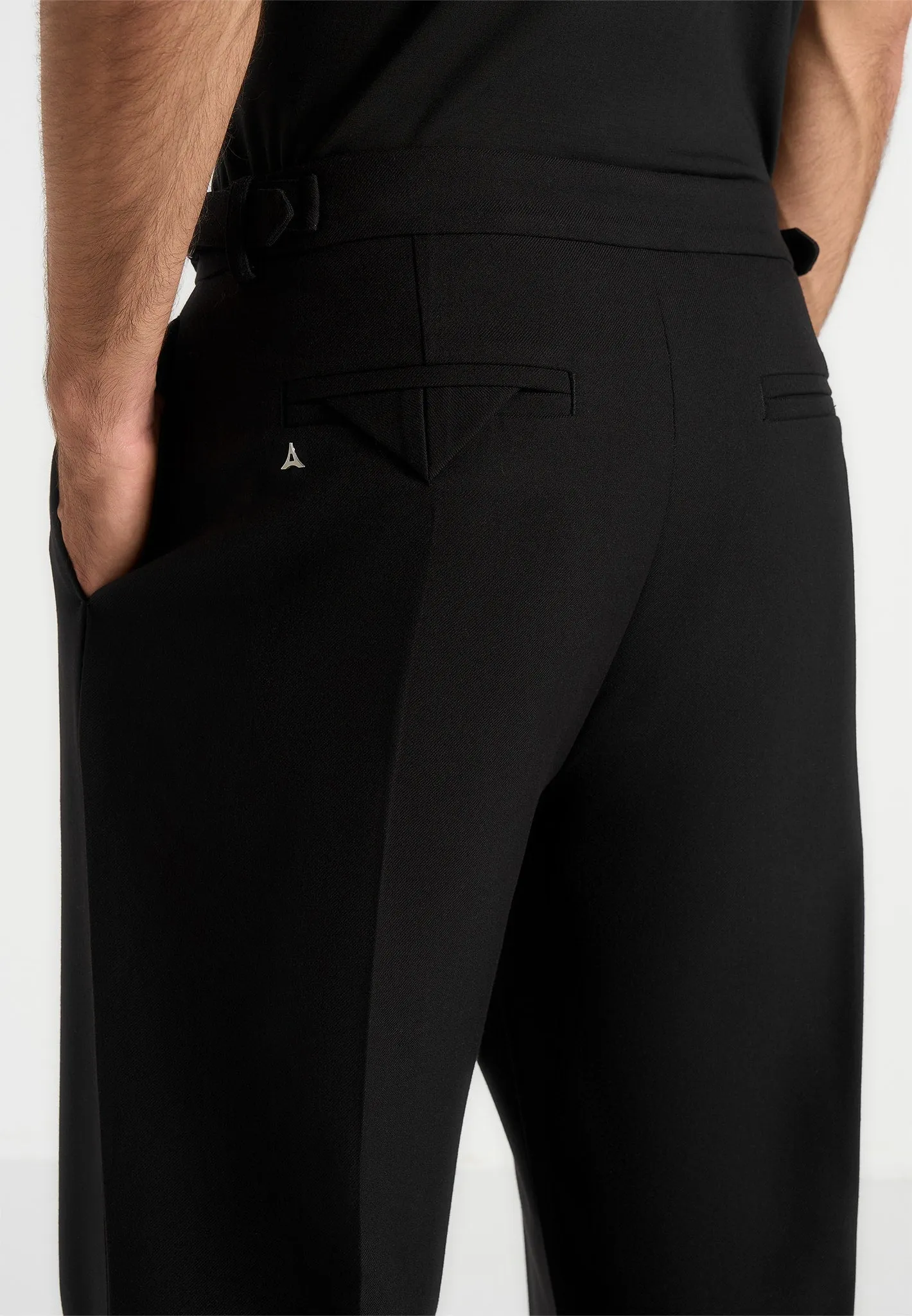 Refined Style Pierre - Relaxed Fit Twin Pleat Tailored Trousers - Black