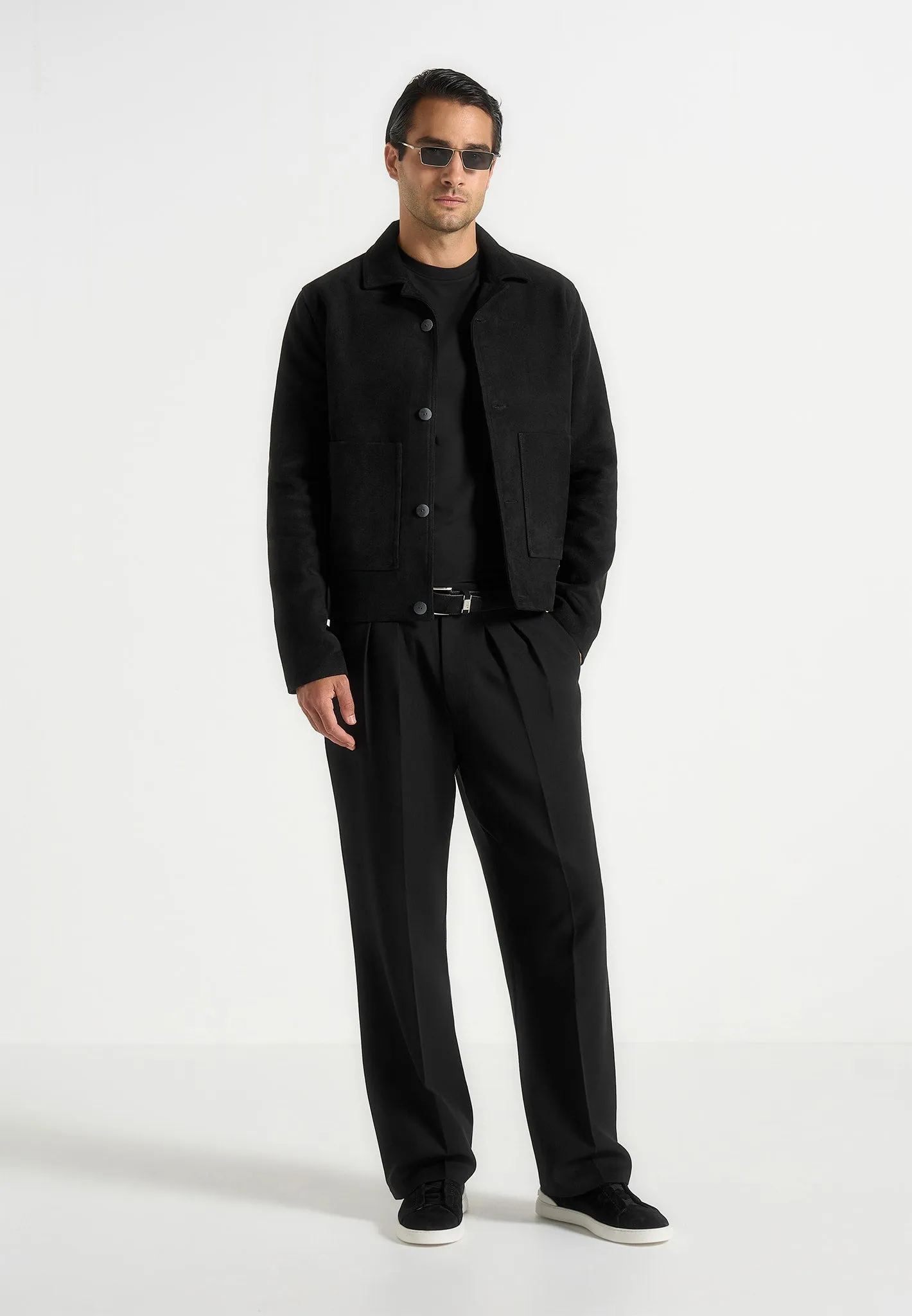 Pierre - Relaxed Fit Twin Pleat Tailored Trousers - Black Professional Layers