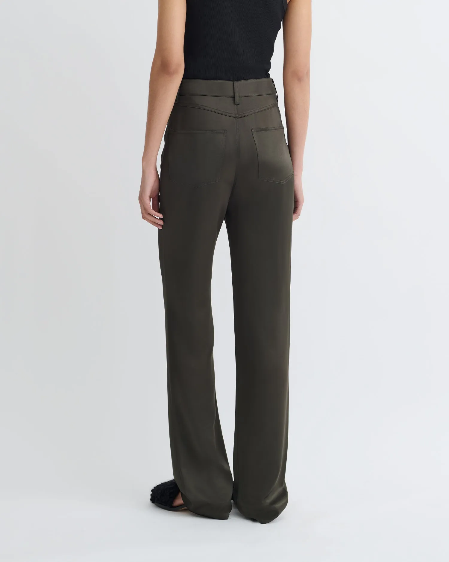 HeatPressedLogos Tita - Slip Satin Pants - Dark Green