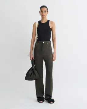 Tita - Slip Satin Pants - Dark Green Neutral Look
