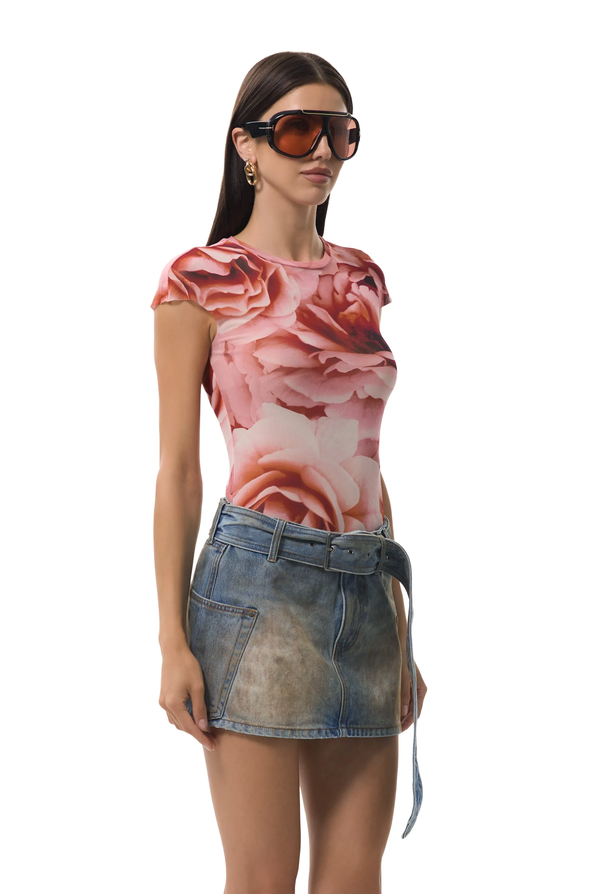 Nina Top - Peach Roses WrinkleFree Structure
