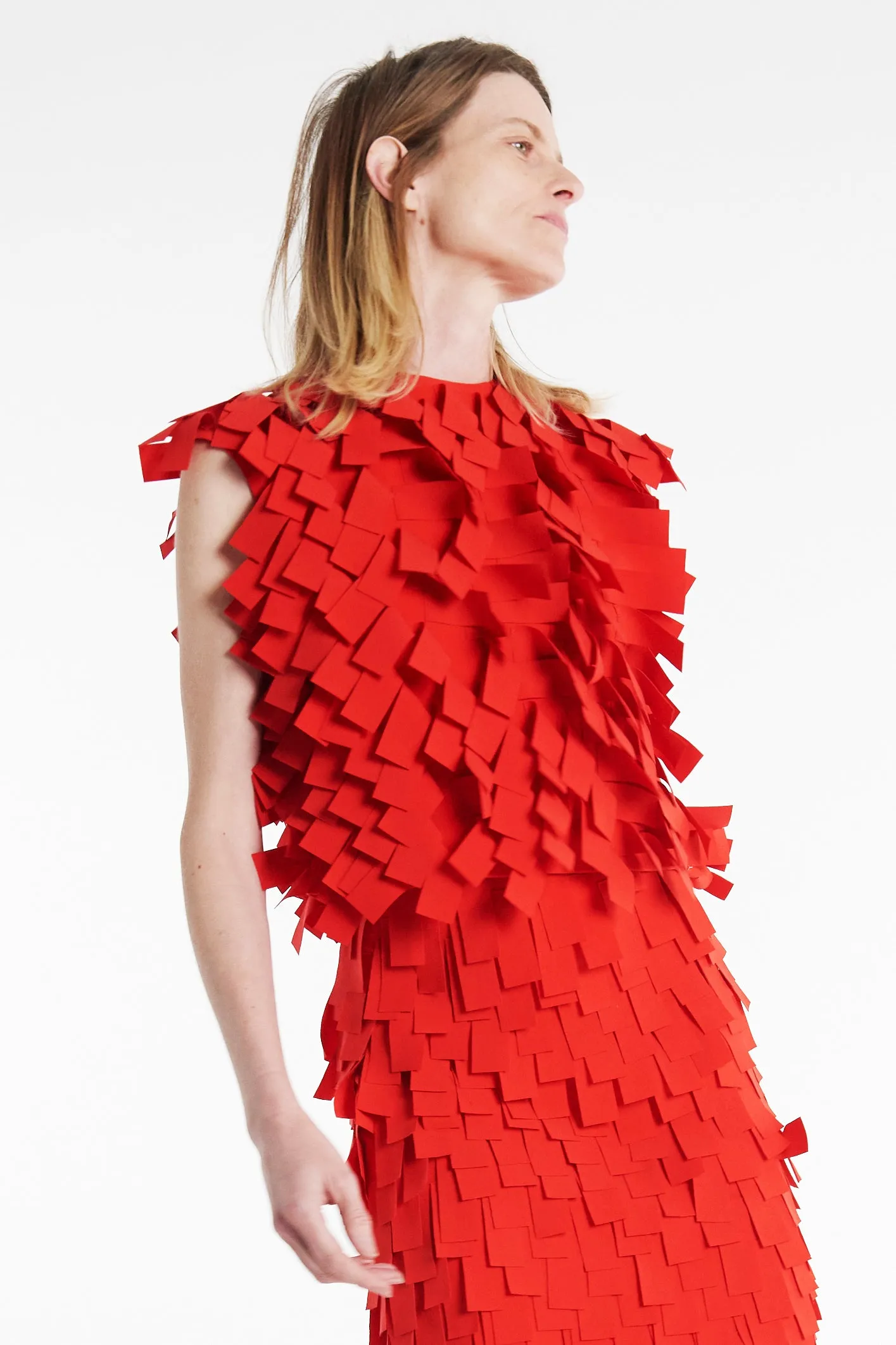 Top With Rectangle Detail Red Sustainable Production Methods PocketDetails