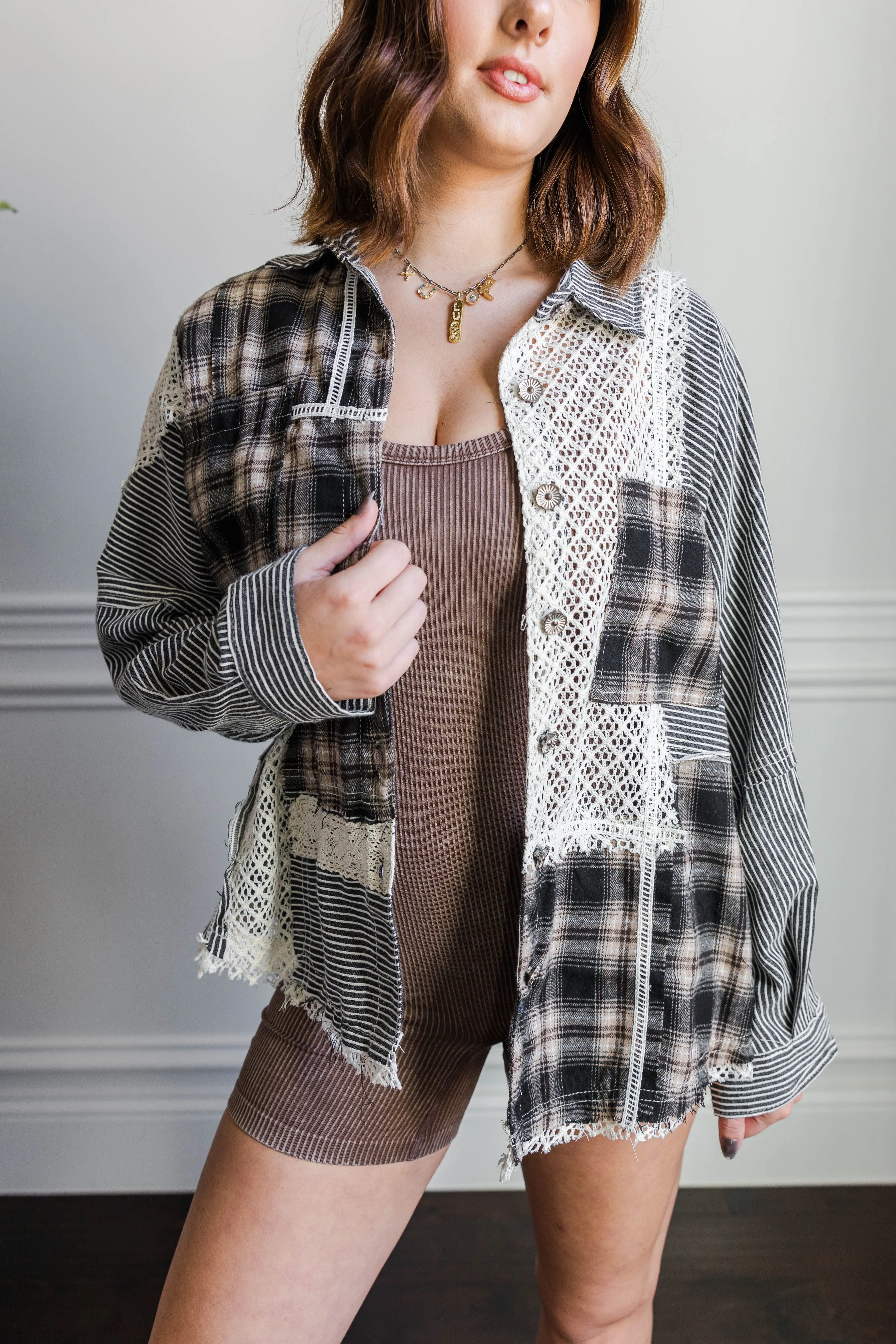 Mystic Stripe Plaid Shacket ConvertibleStyle