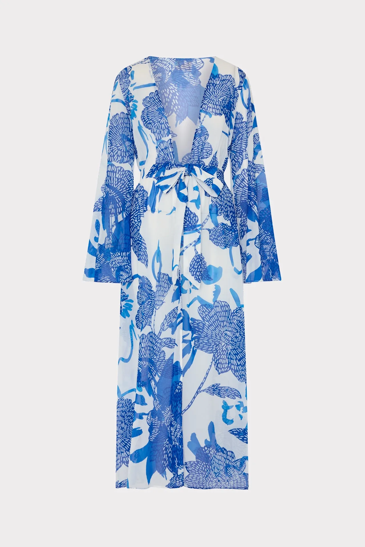 Vince Brushwork Floral Chiffon Cover-Up Dress Reinforced Edges Non Restrictive Leg Openings