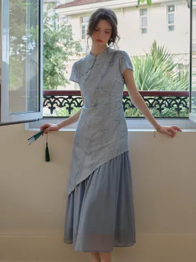 Phaedra Mandarin Collar New Chinese Style Patchwork Dress Body Confidence Elegant Simplicity