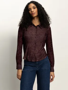 Bold Comfort Fitted Mesh Button Down Top Boheme