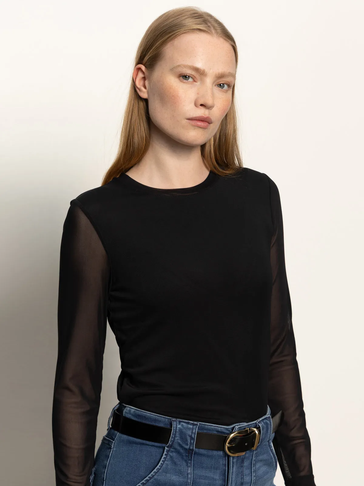 Long Sleeve Perfect Mesh Tee Black Anti Chafe Seams