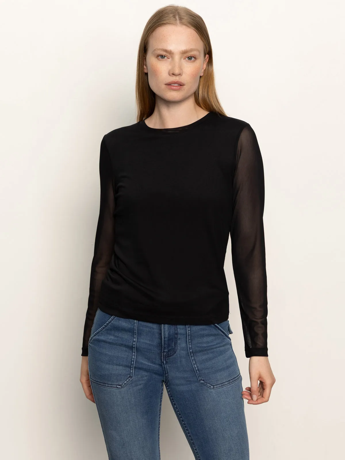 Luxurious Long Sleeve Perfect Mesh Tee Black