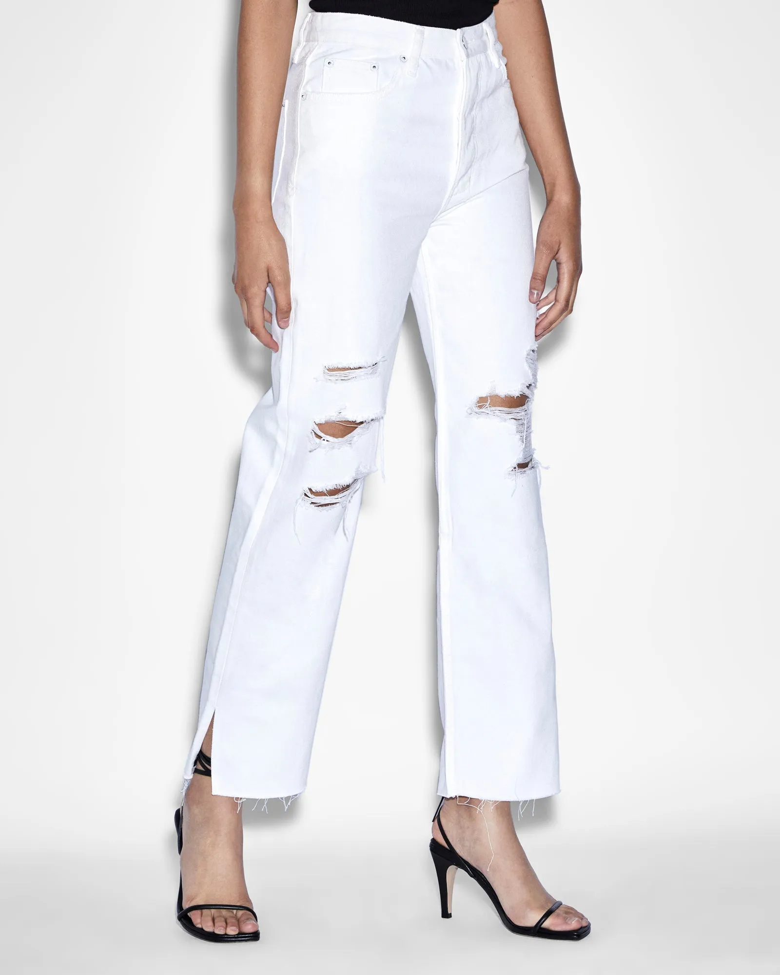 Gym Ready Slim Teen Outfit Flexible Waistband BROOKLYN JEAN BLANC SLICED