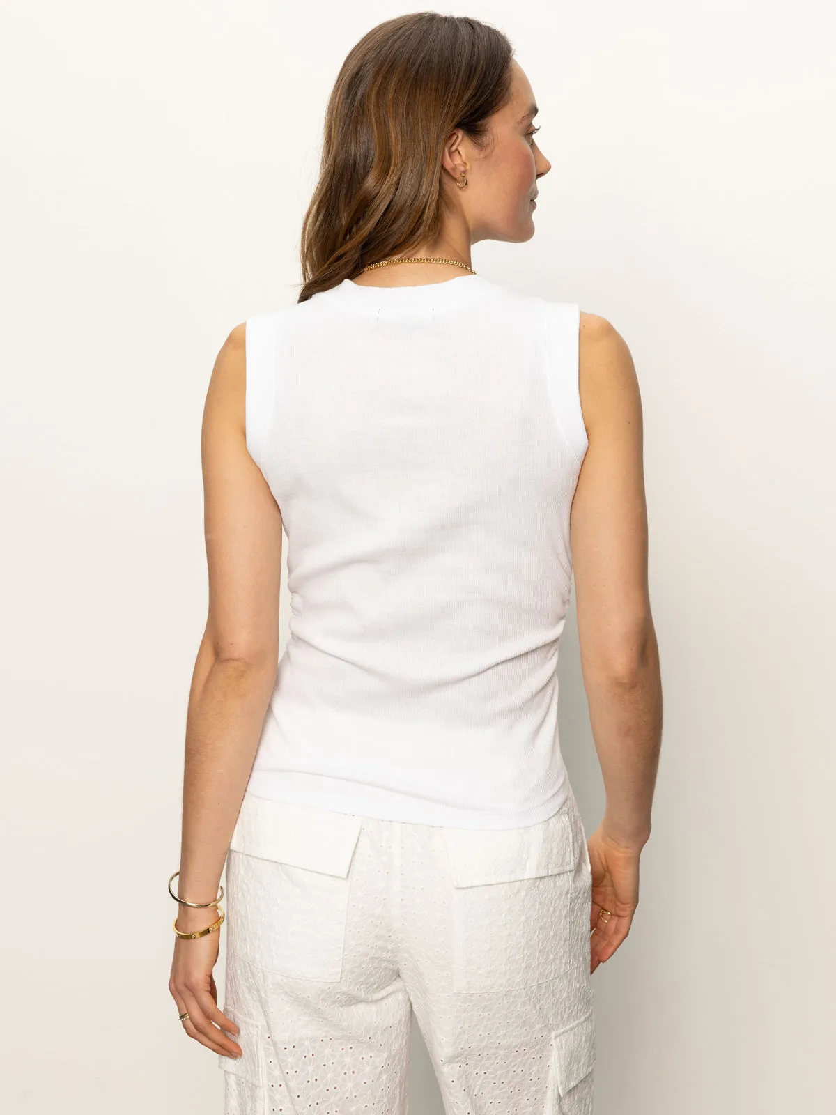 Ribbed Ruched Tank White Timeless Wear