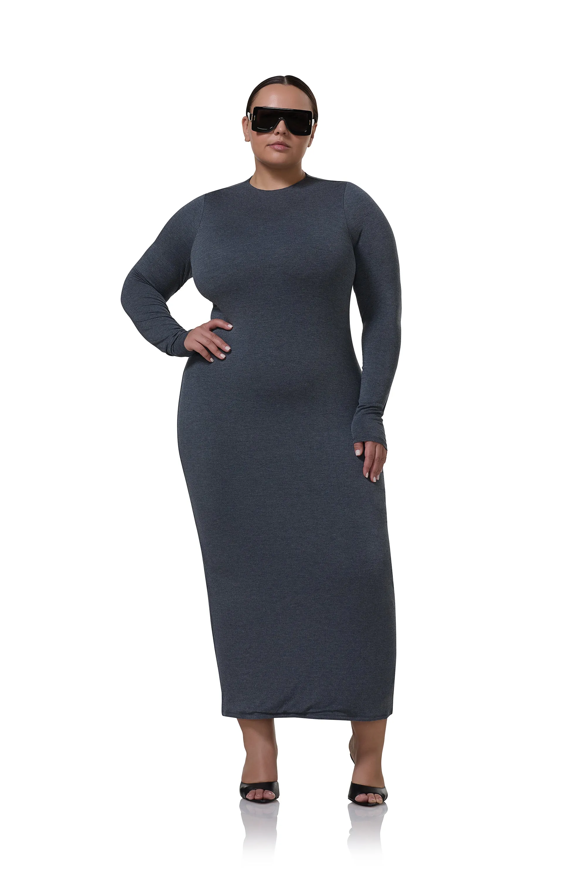 Juniper Dress - Heather Charcoal Timeless Shape Layering Piece