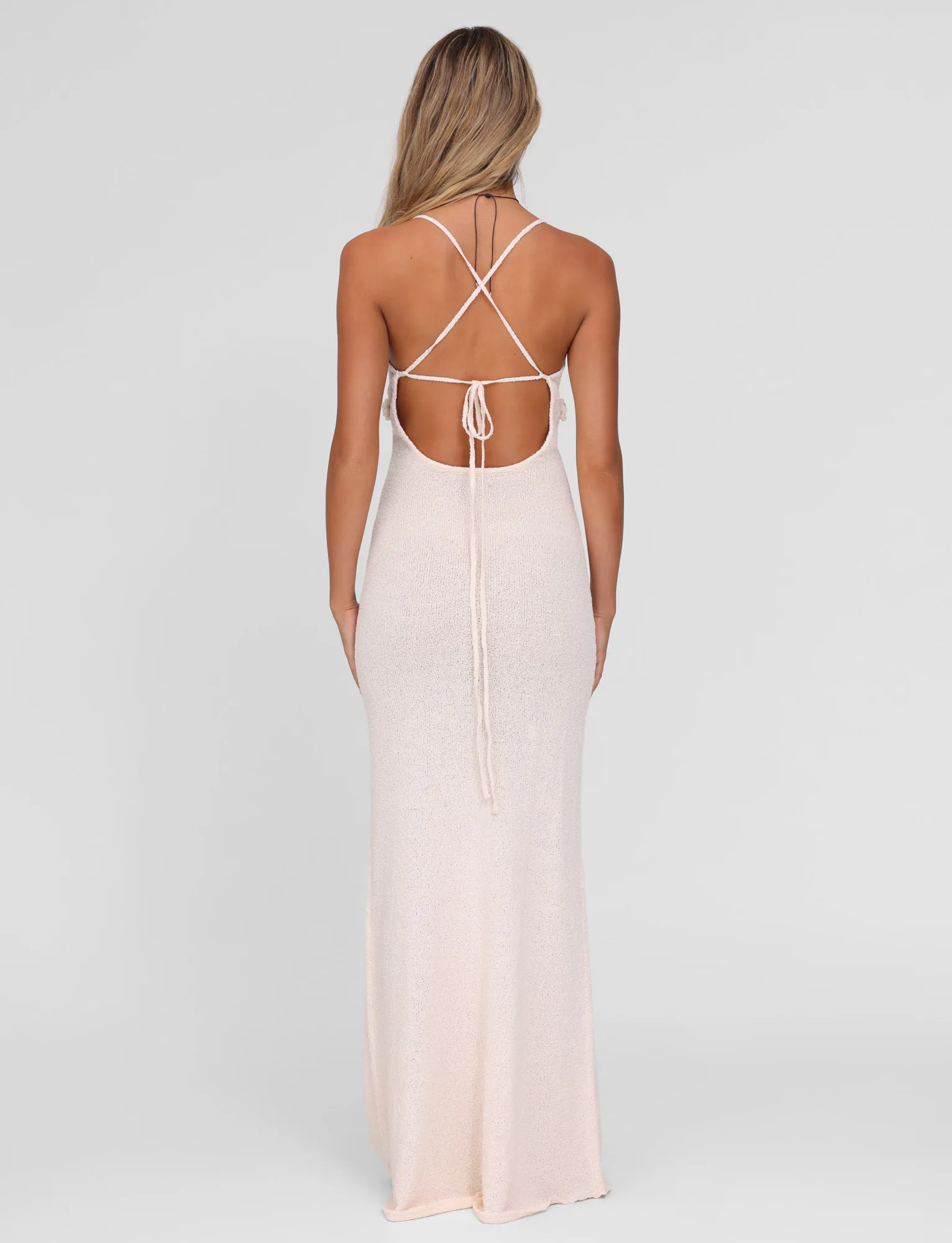 LAVELLE MAXI DRESS - WHITE : CREAM : CREAM Rose Soft Slimming Shape