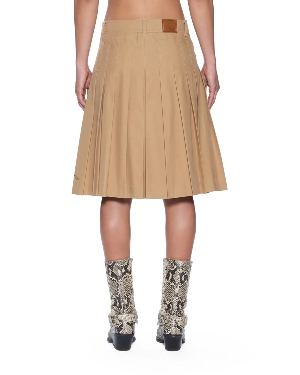 Raw Hem Design Utility Style TRINITY KILT TAN