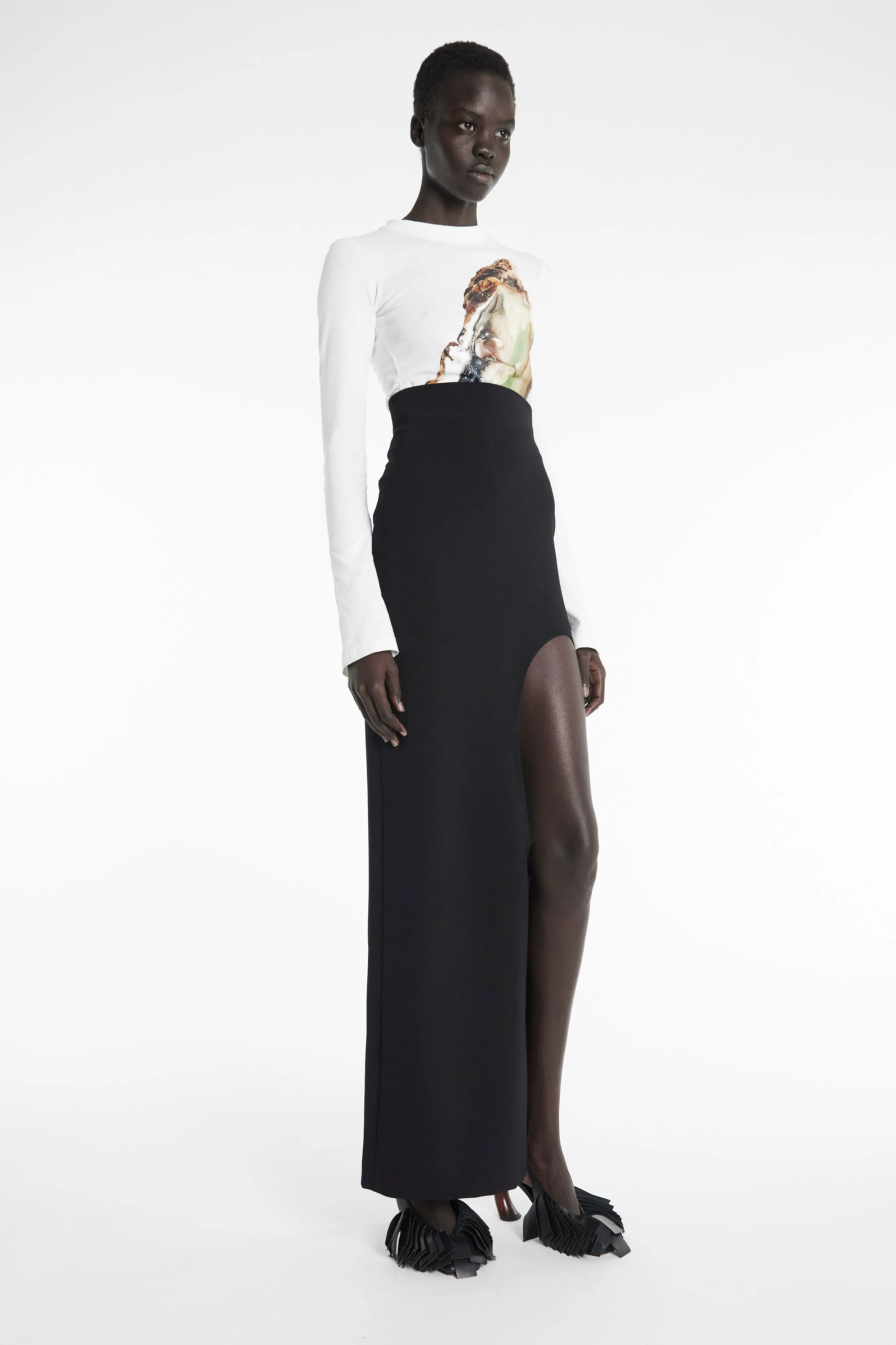 Breathable Material Tropical theme Pencil Skirt Black