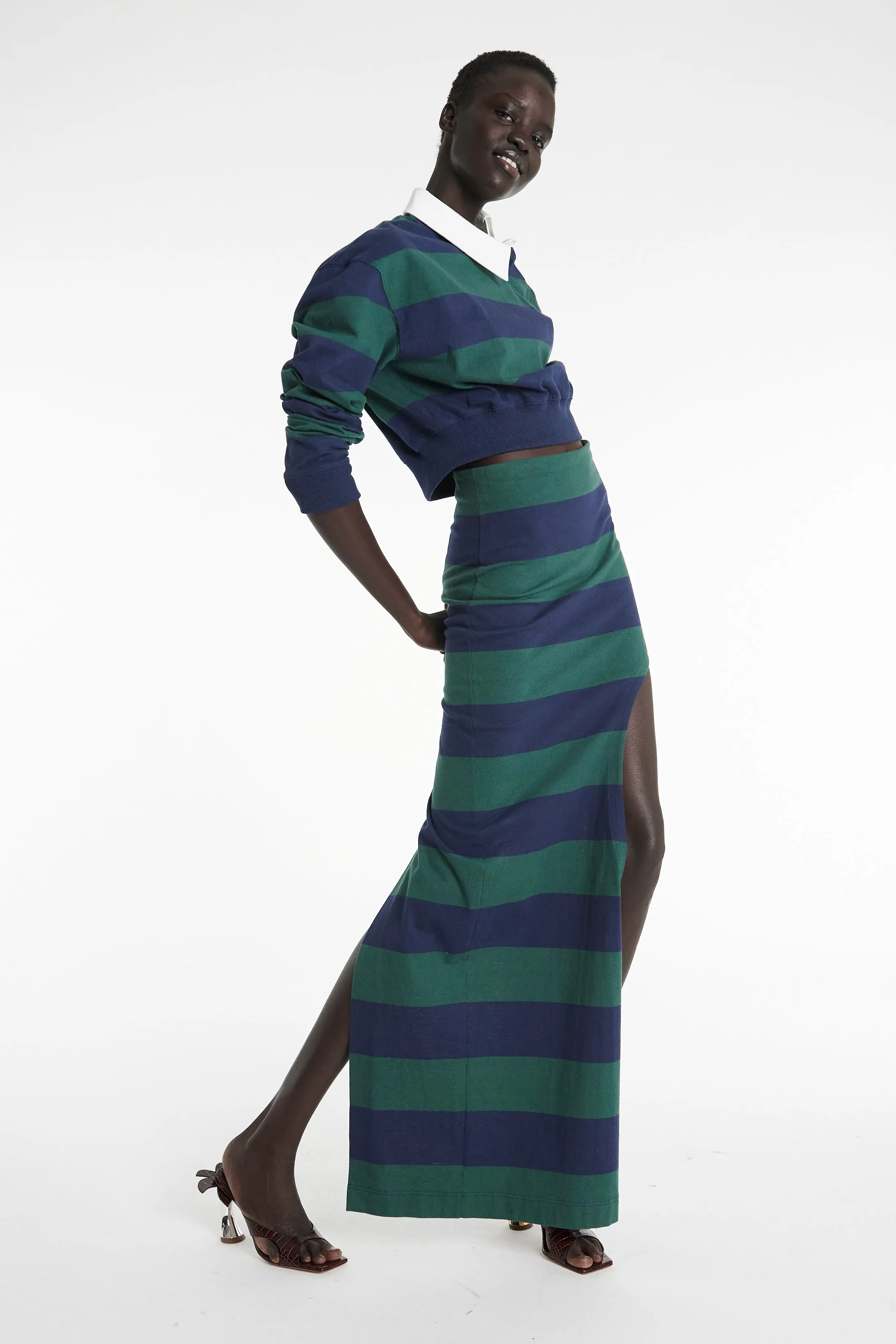 Twisted Collar Rugby Jersey Emerald Green Navy DropShoulderConstruction