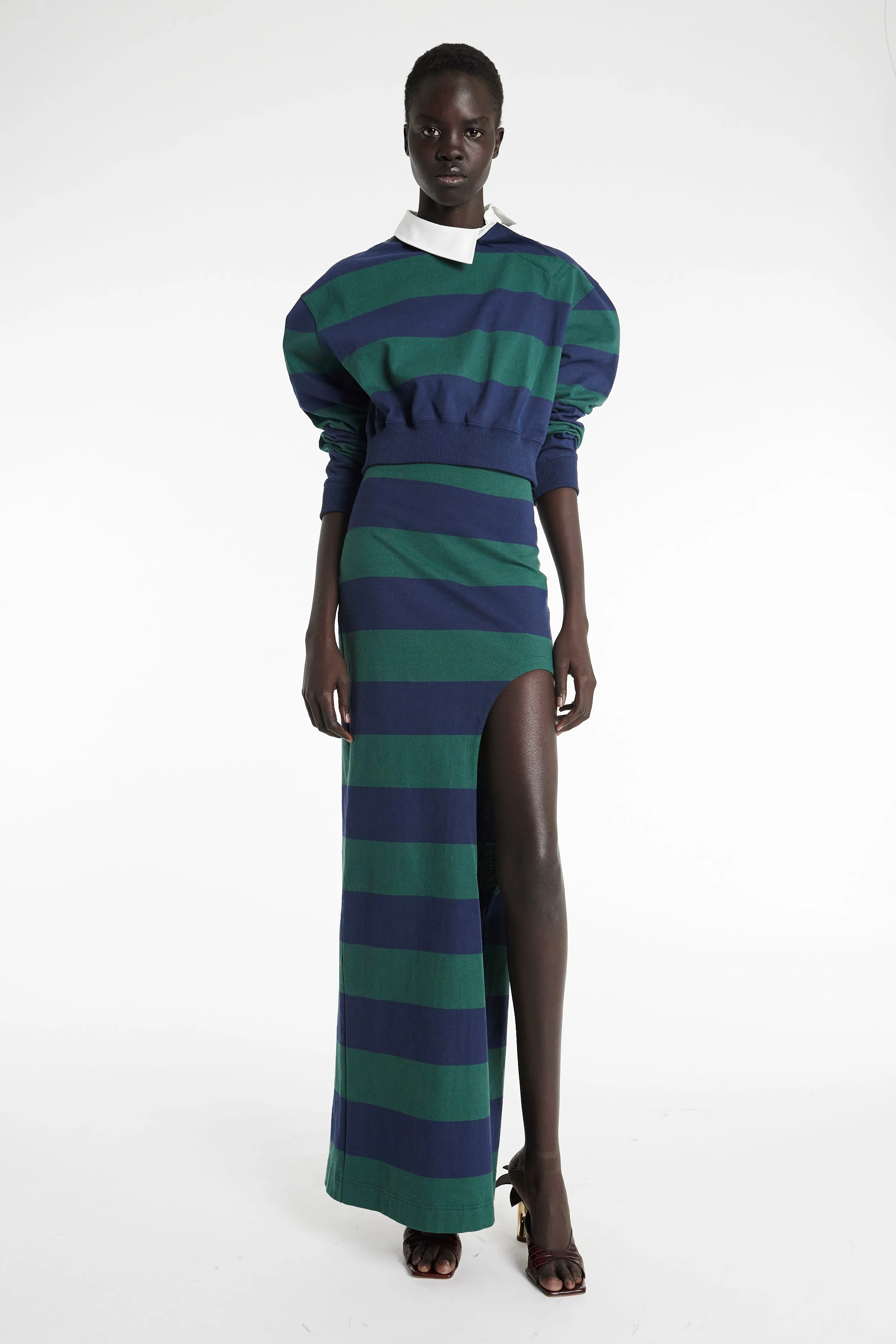 Twisted Collar Rugby Jersey Emerald Green Navy AntiOdor