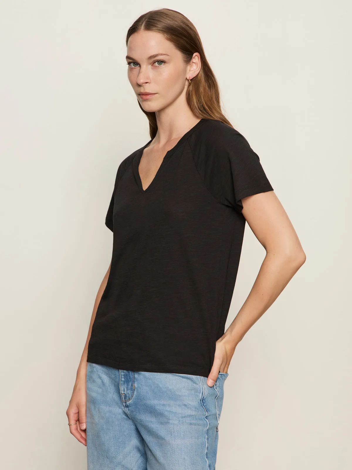 Notch Neck Tee Black Water Exercise Statement Swim