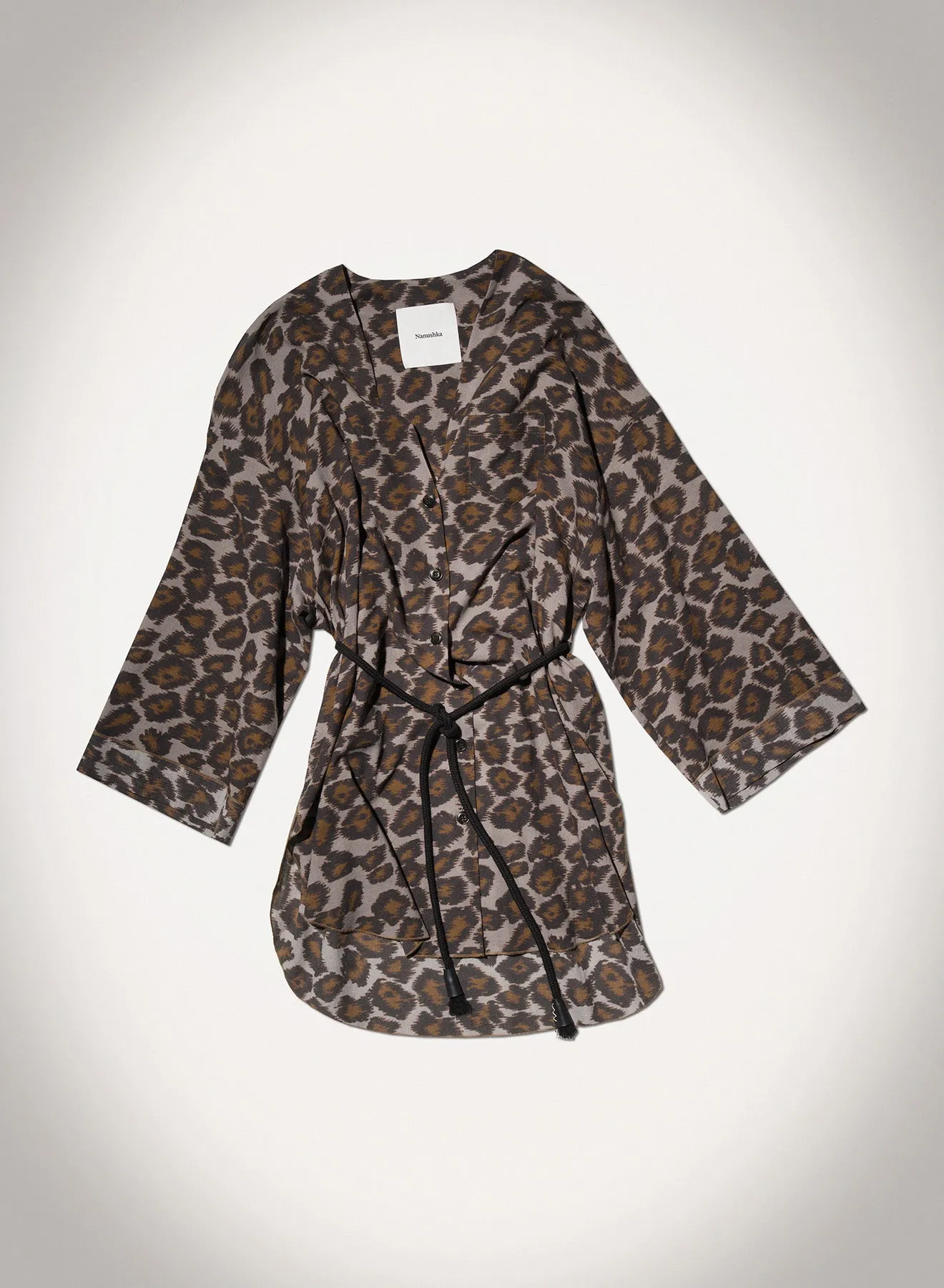 Nani - Printed Cotton Voile Top - Crayon Ocelot Non Slip Shoulder Seams