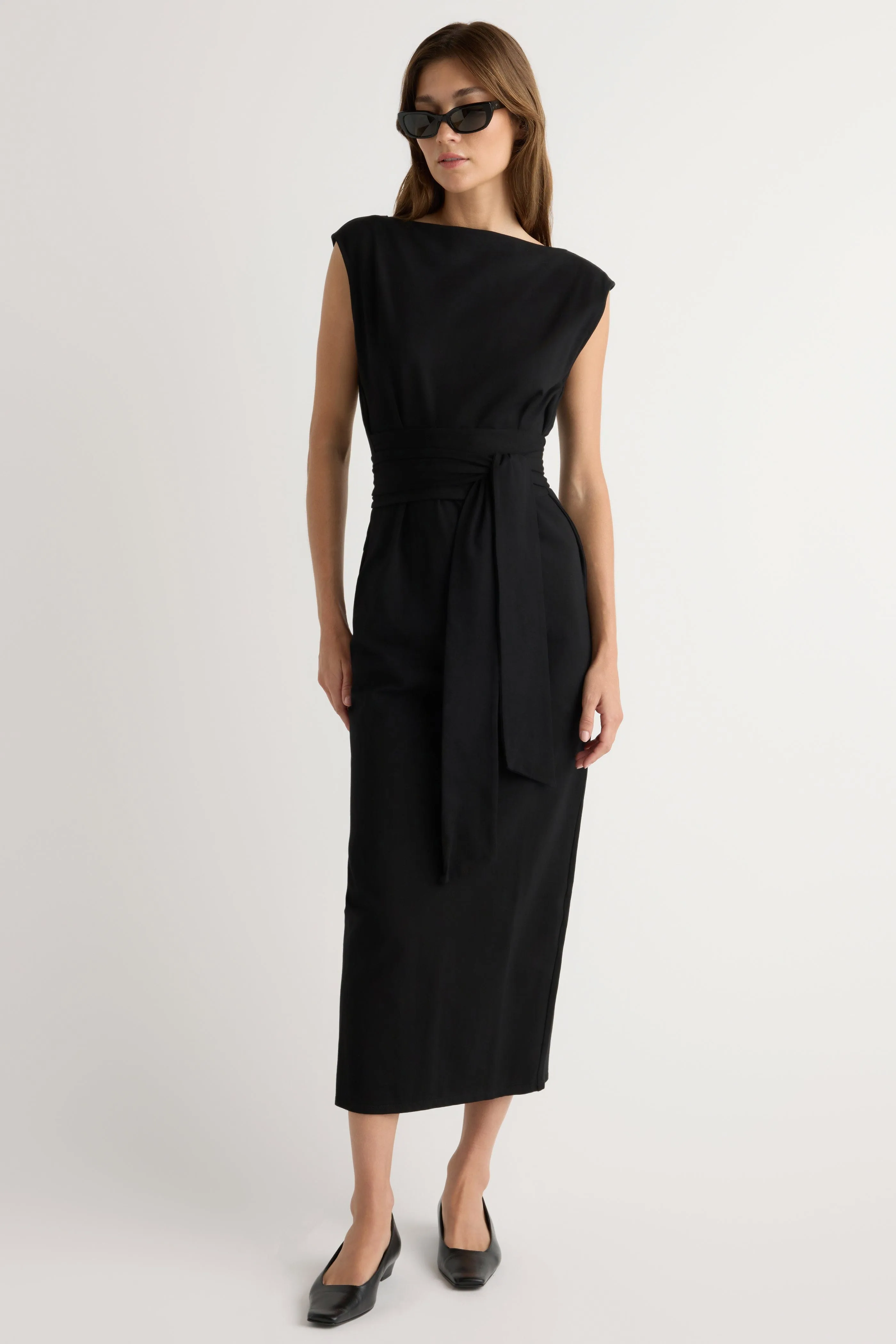 Edina Tie-Front Slit-Neck Dress Classic wrap dress Subtle Charm