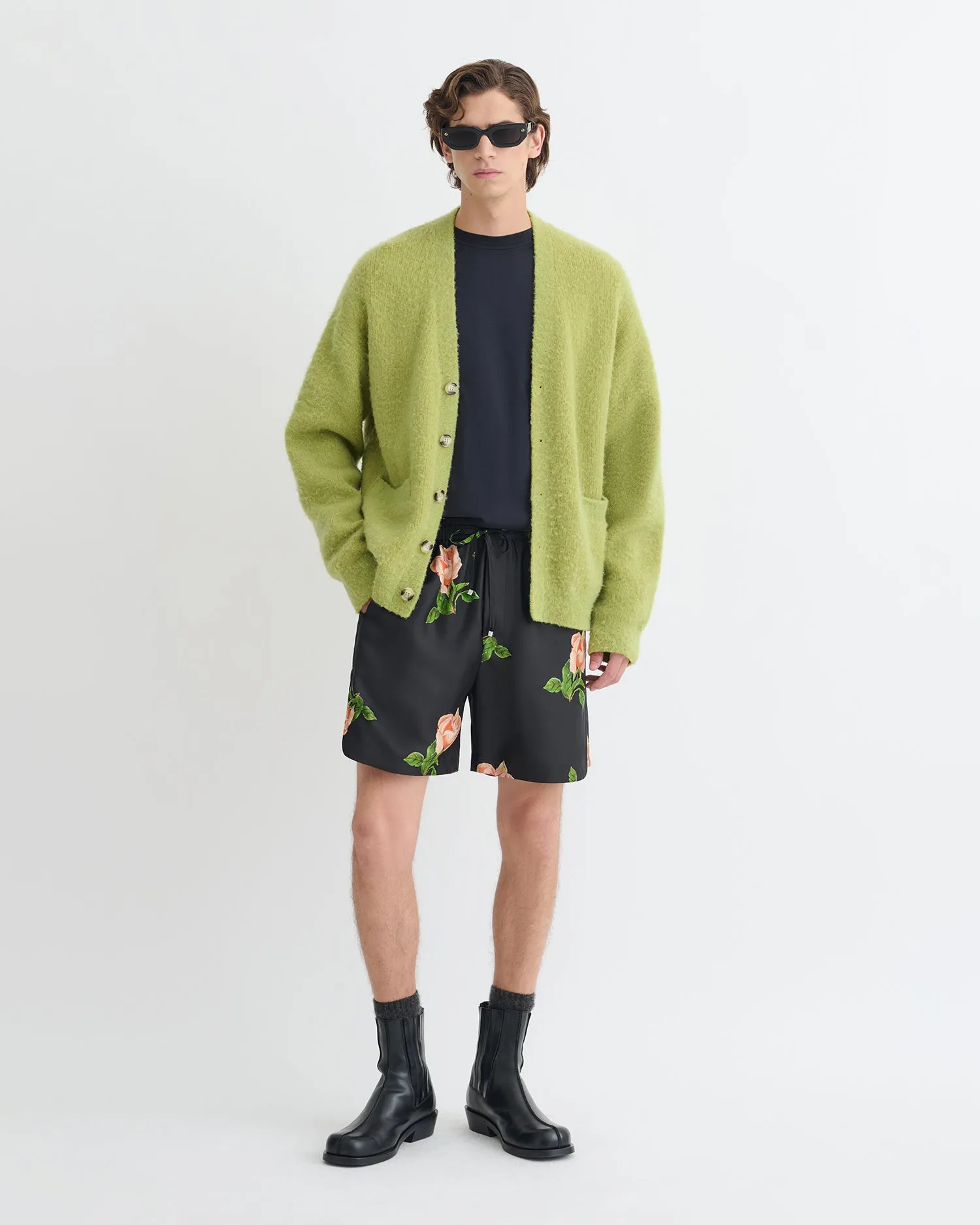 Henri - Brushed Alpaca Cardigan - Green EcoFinish Waterproof Coating