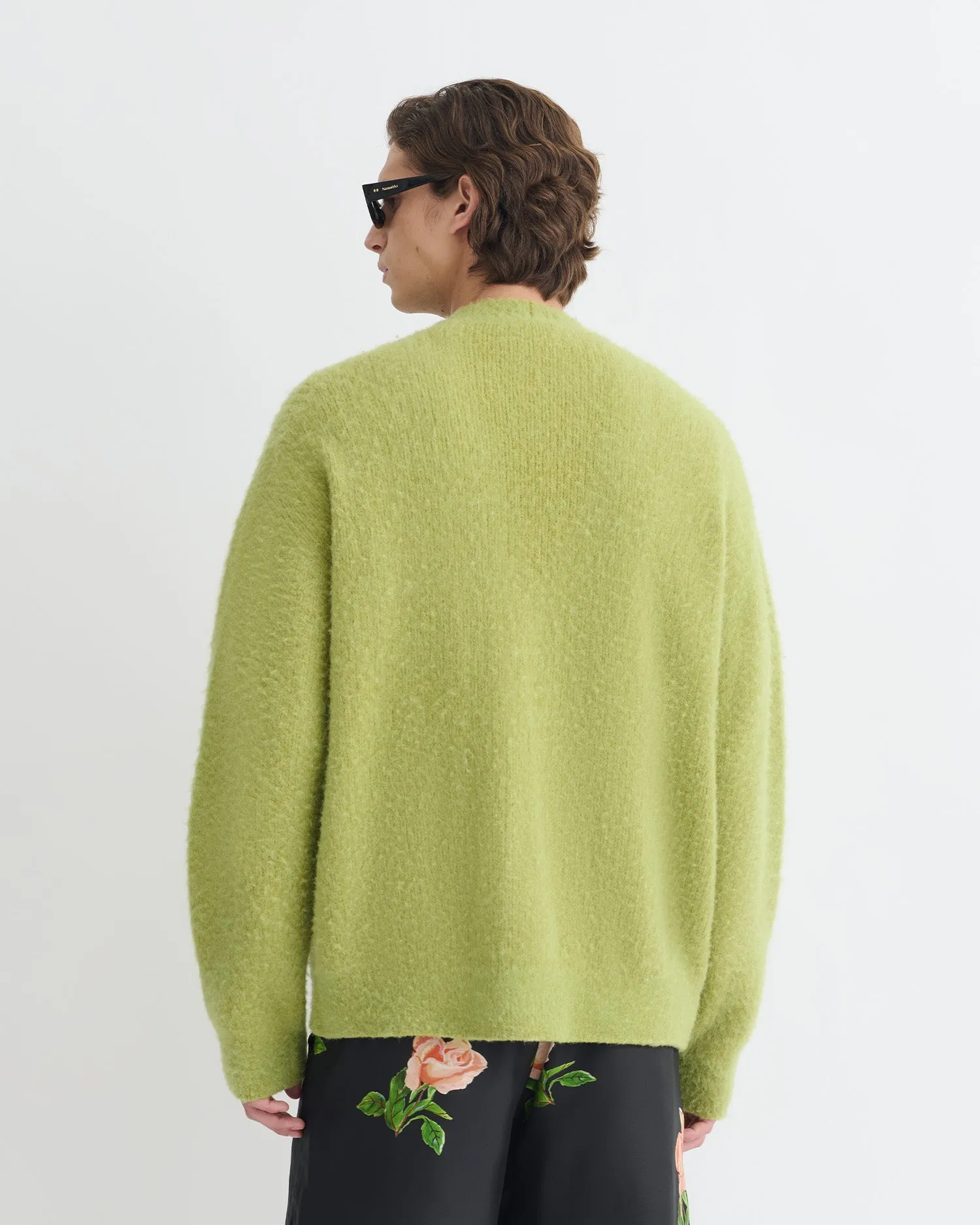Light Reflective Trims Snug Style Henri - Brushed Alpaca Cardigan - Green
