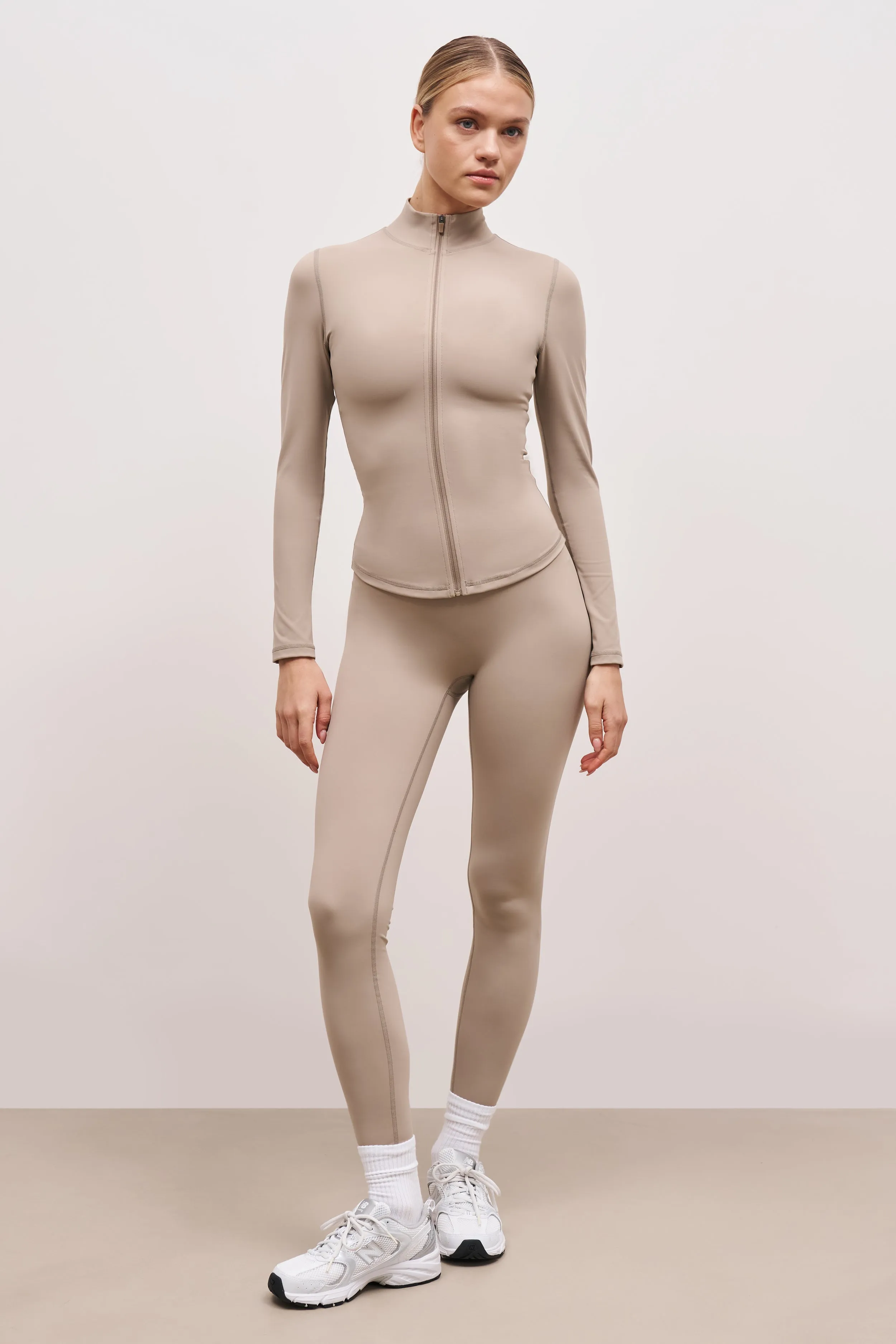 Base Sculpting Zip Up Jacket - Taupe Running wear