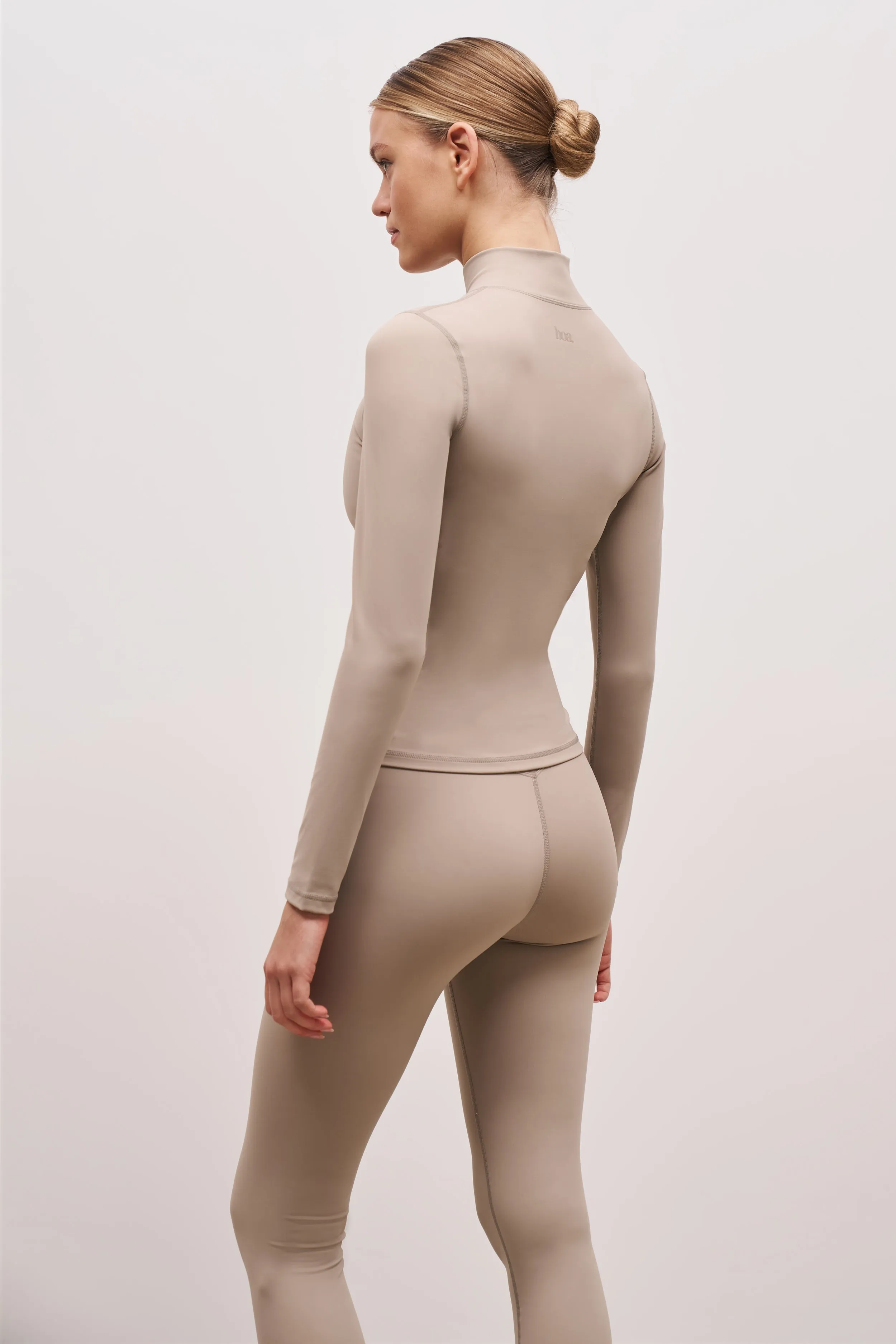 Base Sculpting Zip Up Jacket - Taupe RibbedTrim