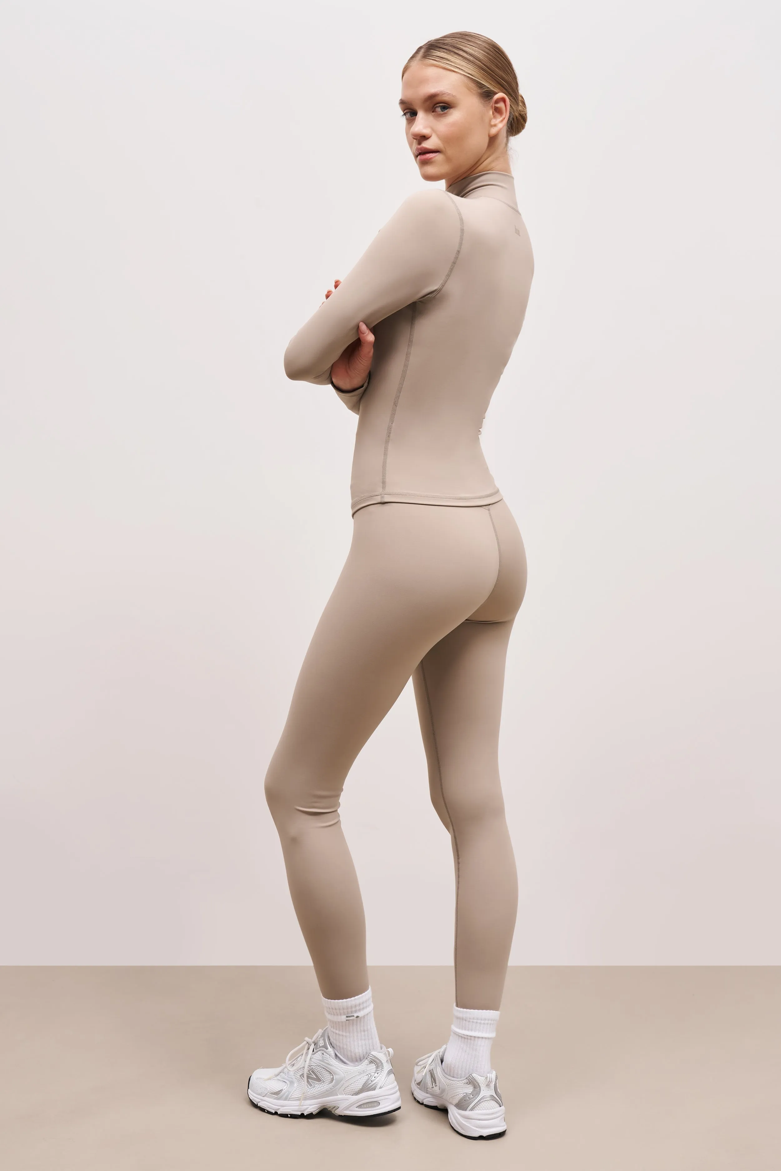 Base Sculpting Zip Up Jacket - Taupe product customization