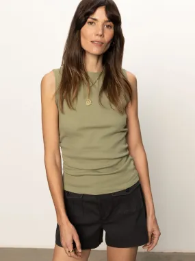 Ribbed Ruched Tank Sage Timeless casual wear