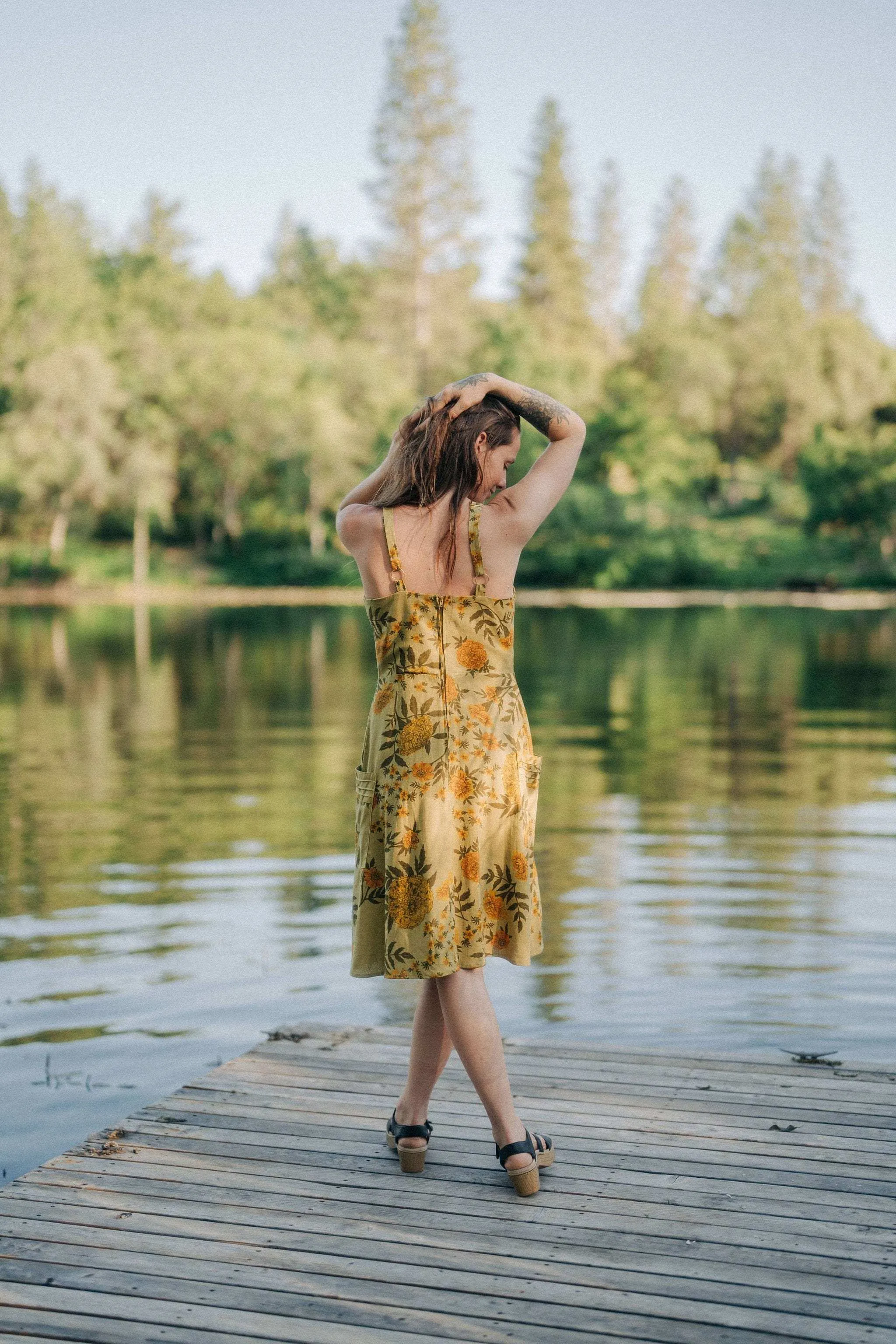 Light Appeal Chic Style Wear Uriah Dress in Mustard Marigold Linen