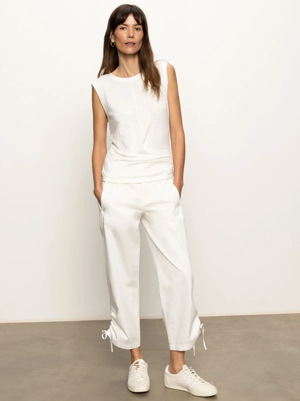 Utility High Rise Capri Pant Bleached White Simple Comfort Wear