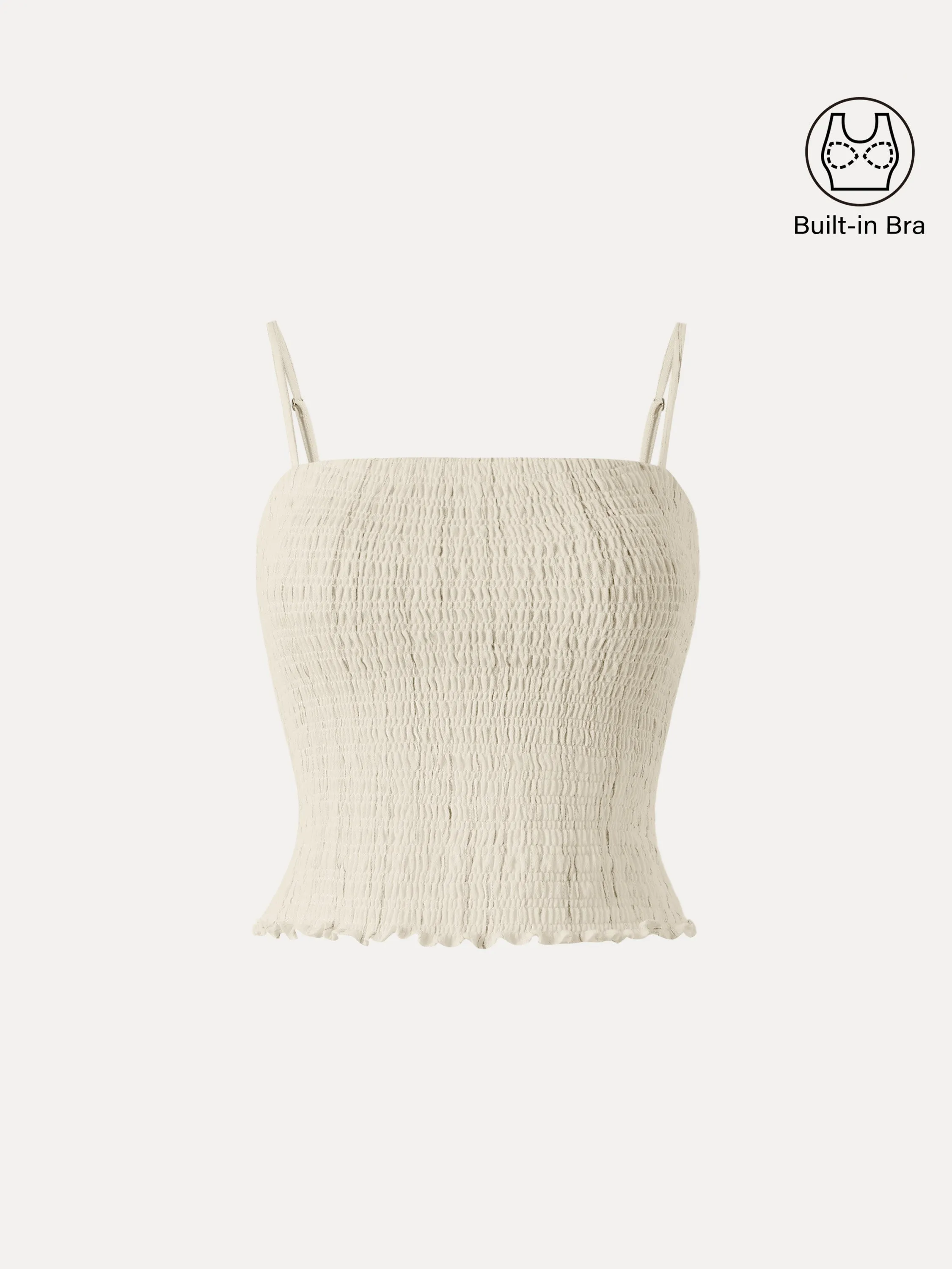 Striped Smocked Adjustable Spaghetti Brami Buttery Soft Feel FrictionReducing