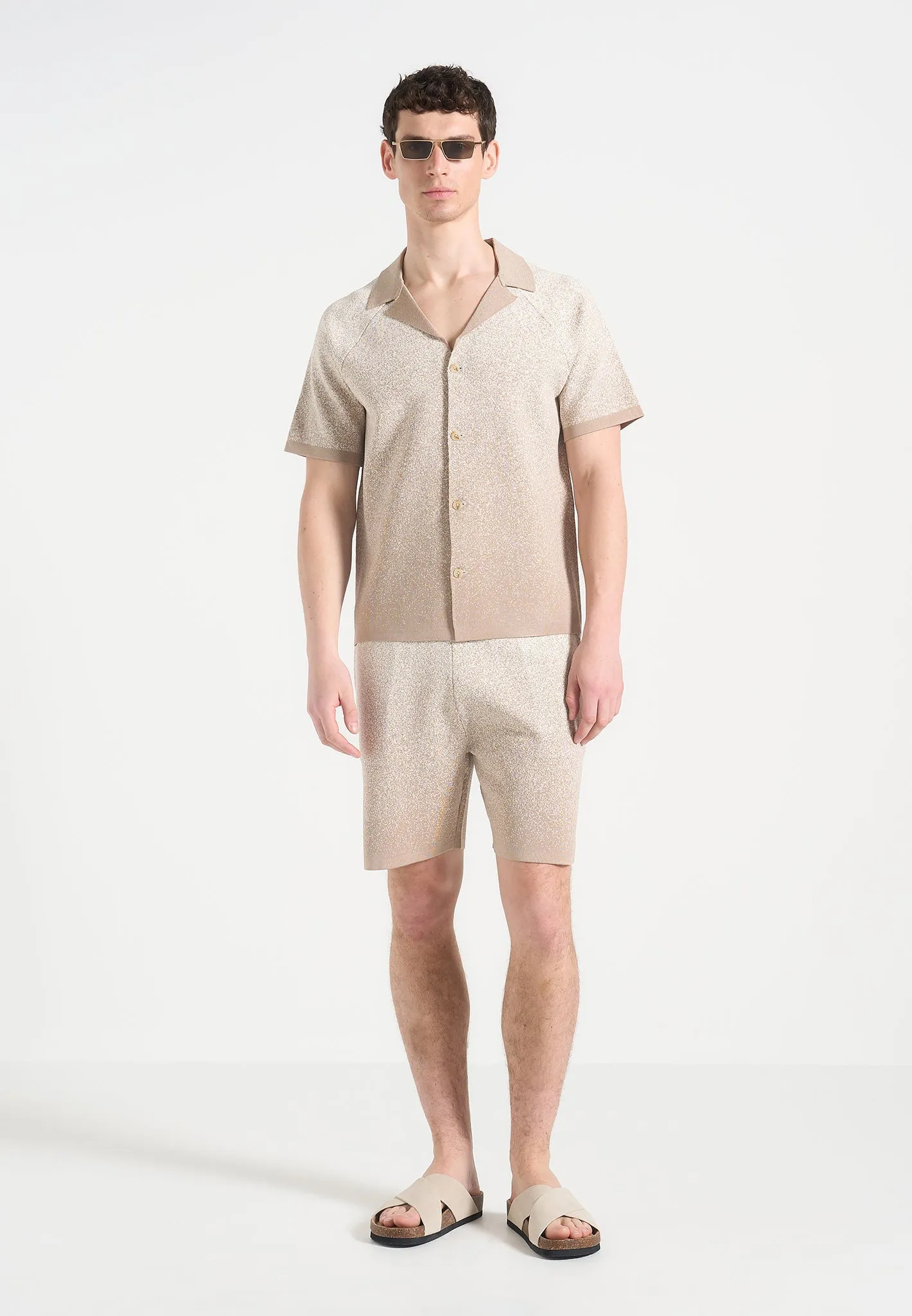 AntiStaticFinish ButtonDownCollar Salomon - Ombr Knit Shorts - Beige/White