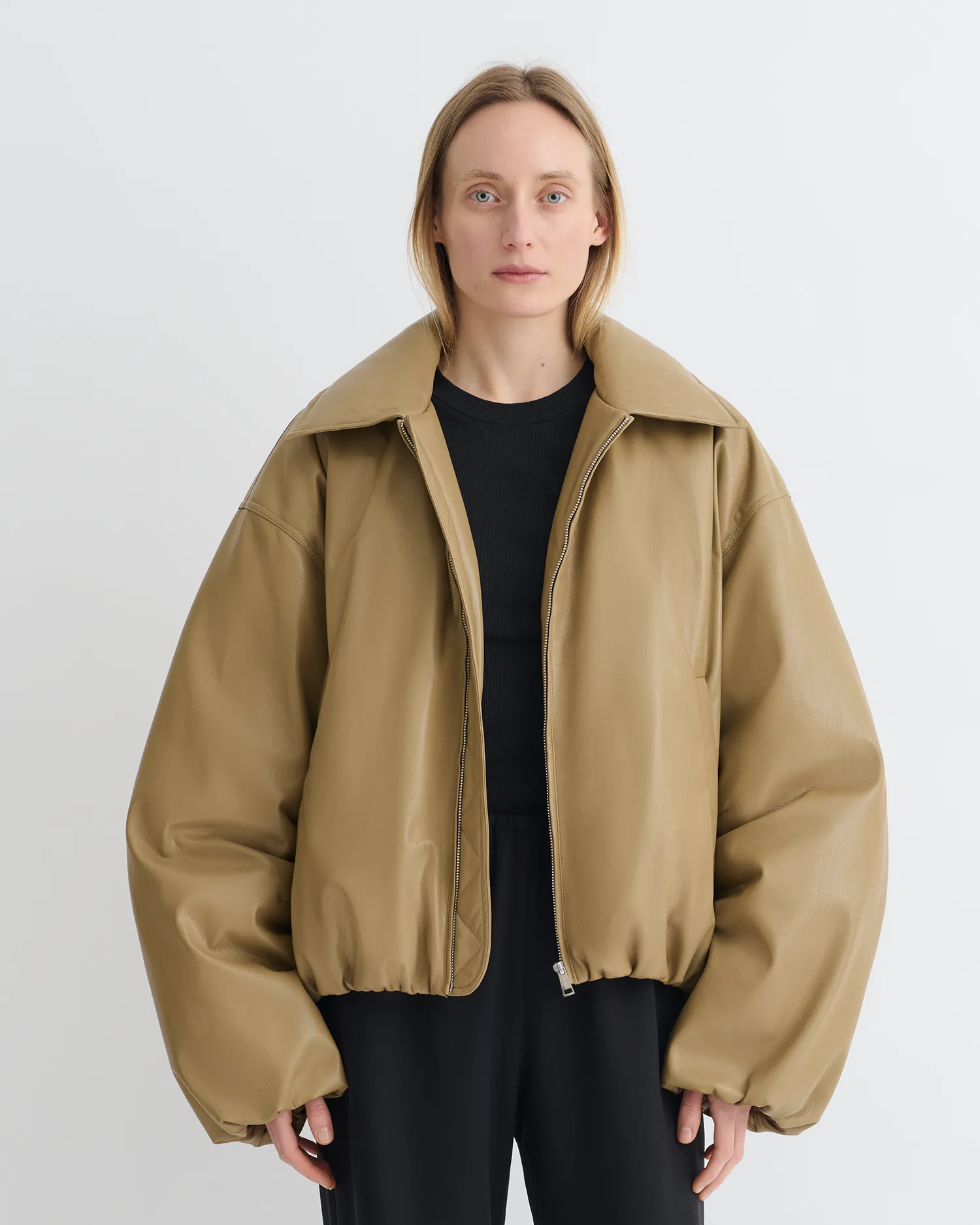 Asger - Padded Okobor? Alt-Leather Jacket - Muted Khaki boot