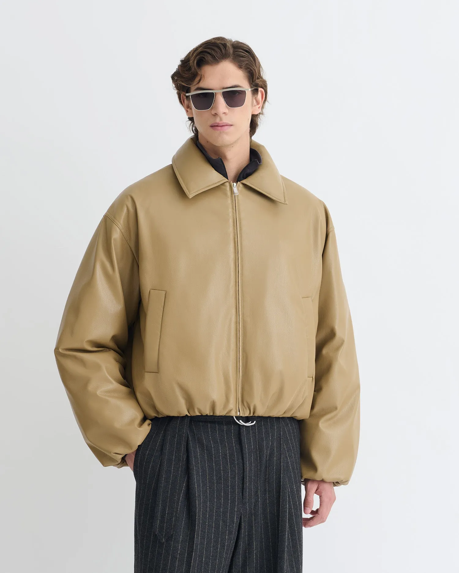 Asger - Padded Okobor? Alt-Leather Jacket - Muted Khaki Spring kids' clothing