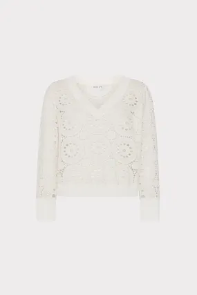 V-Neck Embroidery Knit Detail Top ReflectiveDetails