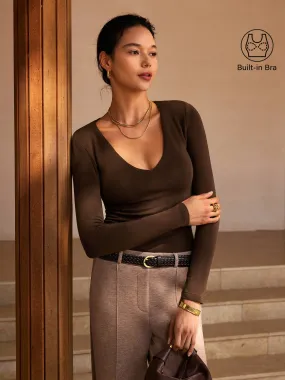 V-Neck Ruched Sides Brami Top High Visibility Trim